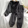 Conjunto de Tres Piezas Deportivo con Capucha y Cremallera Delgado para Mujer, Moda Otoño e Invierno, Tallas Grandes, Tendencia Japonesa y Coreana, Casual