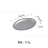 Prato de Churrasco Estilo Coreano Vintage Aço Inoxidável 304 Disco Oval Sobremesa Bandeja de Sobremesa Café Estilo Industrial Louça LOGO