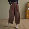 Foto Real de 2025 Retro Literário Cor Pura Outono Novo Solto Moda Casual Retro Simples Calças Harem para Mulheres