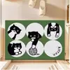 Alfombra de Piso de Bucle de Seda de Gato Verde Negro de Dibujos Animados para Entrada, Balcón, Antideslizante, Resistente al Desgaste, Eliminadora de Polvo, Alfombra Personalizable