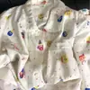 Pijama Suave y Dulce con Estampado Integral para Mujer, Shorts de Manga Corta de Verano, Cárdigan, Traje de Solapa, Conjunto de Dos Piezas para Casa