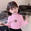 Y2018# Camiseta básica de veludo alemão para meninas outono/inverno com forro de fleece gola semimédia roupas infantis casaco de inverno vestuário infantil por dentro da moda