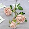Nova artificial de 3 cabeças Royal Rose decoração da casa flor decoração da sala de estar falsa flor escovada rosa material atacado