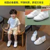 Zapatillas blancas de lona para niños y niñas, zapatillas deportivas blancas puras para gimnasia para actuaciones escolares de niños pequeños