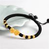 Pulseira corajosa banhada a ouro latão joia imitação ouro este ano de vida presente para casal pulseira de corda vermelha com contas de ouro tecida à mão