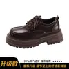 Mocassins de couro pretos da moda, nova coleção primavera/outono 2026, estilo retrô britânico, femininos de sola grossa, que aumentam a altura, sapatilhas estilo JK japonês