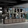 Estante de prateleiras divisórias, estante de livros, tela de ferro estilo industrial autoportante para sala de estar, armário de parede para escritório, decoração de sala de jantar, hall de entrada