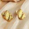Pendientes de acero inoxidable de oro de 18 quilates con textura geométrica y personalidad exagerada para mujer.
