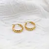 Brincos Populares Estilo Estrela com Espiga de Trigo, Brincos Argola Geométricos Torcidos, Brincos Redondos de Aço Inoxidável Banhados a Ouro 18K para Mulheres, Versátil