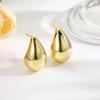 Aretes de tuerca huecos con forma de gota de agua brillante chapados en oro de 18k para mujer, joyería de alta gama, temperamento simple, aretes de estilo cool