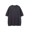 2026 Verano Mezcla de Lino Estilo Old Money Manga Corta Transpirable Casual Chic Vintage Cuello Henley Top Camiseta Moderno