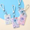 Juego de tarjetas deslizantes para estudiantes con diseño de astronauta de dibujos animados, cordón de astronauta, llavero para tarjeta de autobús, tarjeta de identificación, tarjeta de trabajo, venta al por mayor