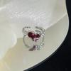 Color piedra lunar destello tesoro Circonita diamante amor abierto anillo ajustable Femenino Diseño original nicho alta gama nuevo producto