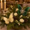 Adornos de mariposa 3D de Navidad transfronterizos, colgantes de lentejuelas con hilo dorado, decoraciones de mariposa pintadas realistas para árboles de Navidad festivos