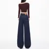 Jeans de pierna ancha estrecha color azul denim para mujer, forrados de felpa, nuevo estilo otoño/invierno 2026, cintura alta, no se decoloran, pantalones rectos fluidos
