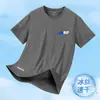 Camiseta de seda gelada de luxo da moda para o verão para homens, gola redonda, secagem rápida, manga curta, leve, respirável, top esportivo plus size para homens