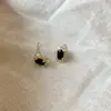 Brincos de Zircônia Preta, Pequenos Brincos de Zircônia Cravejados com Diamantes Estilo Francês, Modernos, Simples, Elegantes, Luxo Leve, Estilo Cool, Acessórios de Orelha Personalizados
