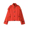 Fabricantes Mayoristas de Ropa para Mujer Transfronterizos 2026 Nuevo Gabardina de Manga Larga Estilo Europeo y Americano Chaqueta de Lino con Cuello Alto Top