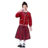 Jaqueta Cardigan de Tricô para Meninas Outono e Inverno Nova Roupa de Performance para o Dia de Ano Novo Infantil Jaqueta de Tricô Vermelha de Inverno
