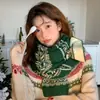 Abuela Chen/Corazón Dulce de Ambiente~ Bufanda Tejida Navideña de Copos de Nieve de Nicho Fair Isle Doble Cara Versátil a Prueba de Frío