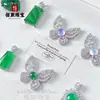 Pingente de Calcedônia Natural com Figura de Buda Banhada a Prata e Incrustação de Diamante de Alto Carbono, Novo Colar de Jade Verde Gelo Estilo Chinês de Alta Qualidade