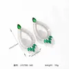 Brincos de Zircônia Vazados em Forma de Gota d'Água, Venda Quente Transfronteiriça, Modernos, Simples, Elegantes, Versáteis, Brincos de Zircônia Redondos Vazados em Forma de Gota d'Água