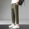 Calça Masculina de Seda Gelo Comprimento no Tornozelo Verão Elástica Secagem Rápida Esportiva Casual Calça para Dedo do Pé Chegada Nova de Verão Calça Elástica em Quatro Lados de Nylon