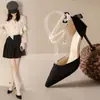 Zapatos de Tacón de Aguja de Gama Alta con Hebilla para Fiesta de Quinceañera para Mujer 2025 Nuevas Sandalias Francesas con Punta Abierta y Lazo de Perlas