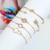 Joias Tendência Europeias e Americanas Transfronteiriças Folha Coração Triângulo Amor Pulseira Anel Conjunto Feminino Fabricante Dropshipping