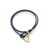 Pulsera Kenjie Original my world Series Chapada en Oro Real con Gema Incrustada de Piel de Vaca para Hombre Joyería de Tratamiento Multifila