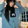 Lindo Elefantinho Azul Cachecol Cruzado para Mulheres, Novo Estilo Versátil para Outono e Inverno, Cachecol Pequeno de Tricô Quente e à Prova de Frio