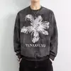 Moletom Estampado de Gola Redonda Outono 2026 para Homens e Mulheres, Jacquard Embossado Estrelado Prateado, Caimento Solto, Pulôver com Ombro Caído