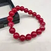 Alternativa a la Ágata Roja del Sur, Pulsera de Abalorios Estilo Vintage de Corte Recto, Pulsera Rojo Caqui, Pulsera de Abalorios Redondos de Jade Similar al Cuarzo, Cuentas de Ábaco