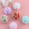 Bola de seis flores de color degradado de industria pesada de 2 cm que se puede usar con cuentas de agujeros rectos, cadena para teléfono móvil, llavero, cadena para bolso, accesorios