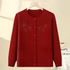 Ropa de otoño para mujeres mayores, estilo abuela de mediana edad y mayor, suéter de punto casual, prenda interior, top cárdigan para madre mayor