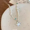 Colar de Miçangas Pingente Azul Dopamina para Mulheres Atmosfera de Férias na Praia de Verão Corrente para Clavícula Acessórios de Sensação de Alto Padrão
