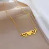 [Acero de titanio de cuerpo entero] corazón a corazón amor corazón a corazón estilo simple collar de oro real en horno femenino ins cadena de clavícula de celebridad de Internet accesorios