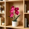 Decoración para el Hogar Orquídea Mariposa de 5 Flores Planta en Maceta Vertical Arreglo de Escritorio Interior Flor Artificial Bonsái Artificial Adorno Pequeño