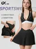 Conjunto de Shorts de Corrida Fitness Duas Peças Color Block com Listras Brancas, Sutiã Esportivo Decote Halter, Conjunto para Yoga