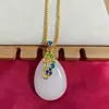 Colar Pingente de Jade Anti-Quartizita Pavão Gota d'Água Pingente Gota d'Água Esmalte Cloisonné Jade Branco Decoração Suspensa Jade Hetian Jade