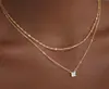 Corrente para Clavícula de Ouro 14K Banhado em Camada Dupla com Zircônia para Mulheres, Luxo Leve, Estilo Europeu e Americano Simples, Colar Versátil, Acessório da Moda e Elegante