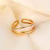 Anillo Abierto de Doble Capa Simple Japonés y Coreano para Mujer, Anillo Abierto Geométrico Irregular de Moda Vintage, Estilo Ins
