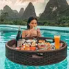 Bandeja flotante para desayuno en piscina, cesta de mimbre para agua de hotel, popular bandeja grande para té de la tarde al aire libre para casas de huéspedes