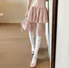Calcetines de algodón con encaje vertical de doble puntada para otoño e invierno, calcetines Lolita estilo japonés JK hasta la rodilla para mujer, calcetines largos puros y deseables para combinar con botas