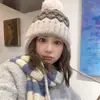 Chapéu Fair Isle para Mulheres, Outono e Inverno Espessado com Lã Sintética, Proteção Quente para Orelhas, Afina o Rosto, Pequeno Gorro de Lã à Prova de Frio, Chapéu Trapper
