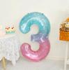 Columna de globos digitales con temática de sirena para cumpleaños, decoración para niña de 123 años, diseño de escena de fiesta