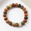 Pulseiras de Raiz de Bodhi Naturais, Flores Flutuantes Queimadas em Carvão Multi-Tesouro, Contas Budistas Verde Leite, Contas de Rosário, Pulseiras Populares, Atacado