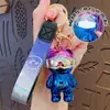 Llavero de Oso Mecánico Brillante con Gradiente Galvanizado de Dibujos Animados Frescos Colgante Creativo para Bolso Llavero Pequeño Regalo