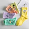 Calcetines de Bob Esponja para Mujer, Calcetines Cortos de Dibujos Animados Europeos y Americanos, Calcetines Largos de Algodón para Hombre Modernos, Calcetines Modernos de Dibujos Animados Casuales para Estudiantes