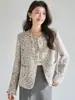 26 Outono Galáxia Brilhante Cinza Roxo Lã Fio Floral Jaqueta Elegante de Alta Qualidade Estilo Chanel 25685